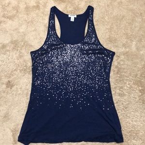 Old Navy Navy Sequined Tank Size: Large